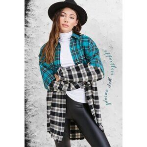 La Miel New  Patchwork Flannel Button Front Pocket Oversized MEDIUM
